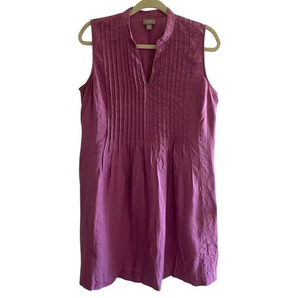 J Jill Purple Linen Sleeveless Pin Tuck Dress Women’s Size Medium Petite - Picture 1 of 4